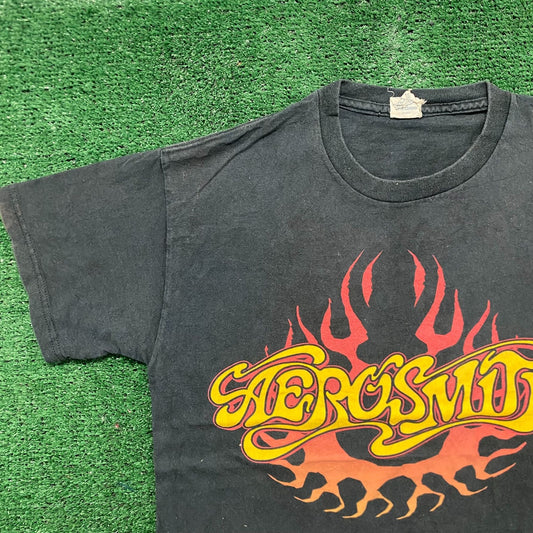 Vintage Y2K Aerosmith Flame Faded Essential Rock Band Tee