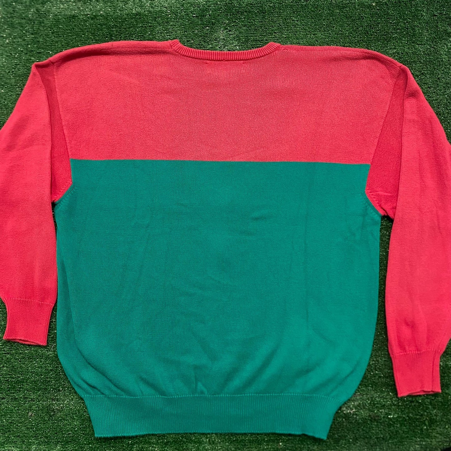 Vintage 80s Golf Color Block Preppy Knit Crewneck Sweater