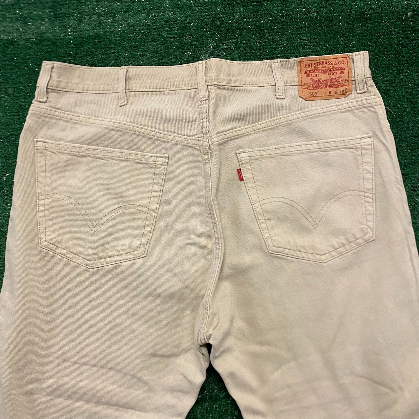 Levi's 505 Straight Fit Beige Vintage Denim Jeans Pants