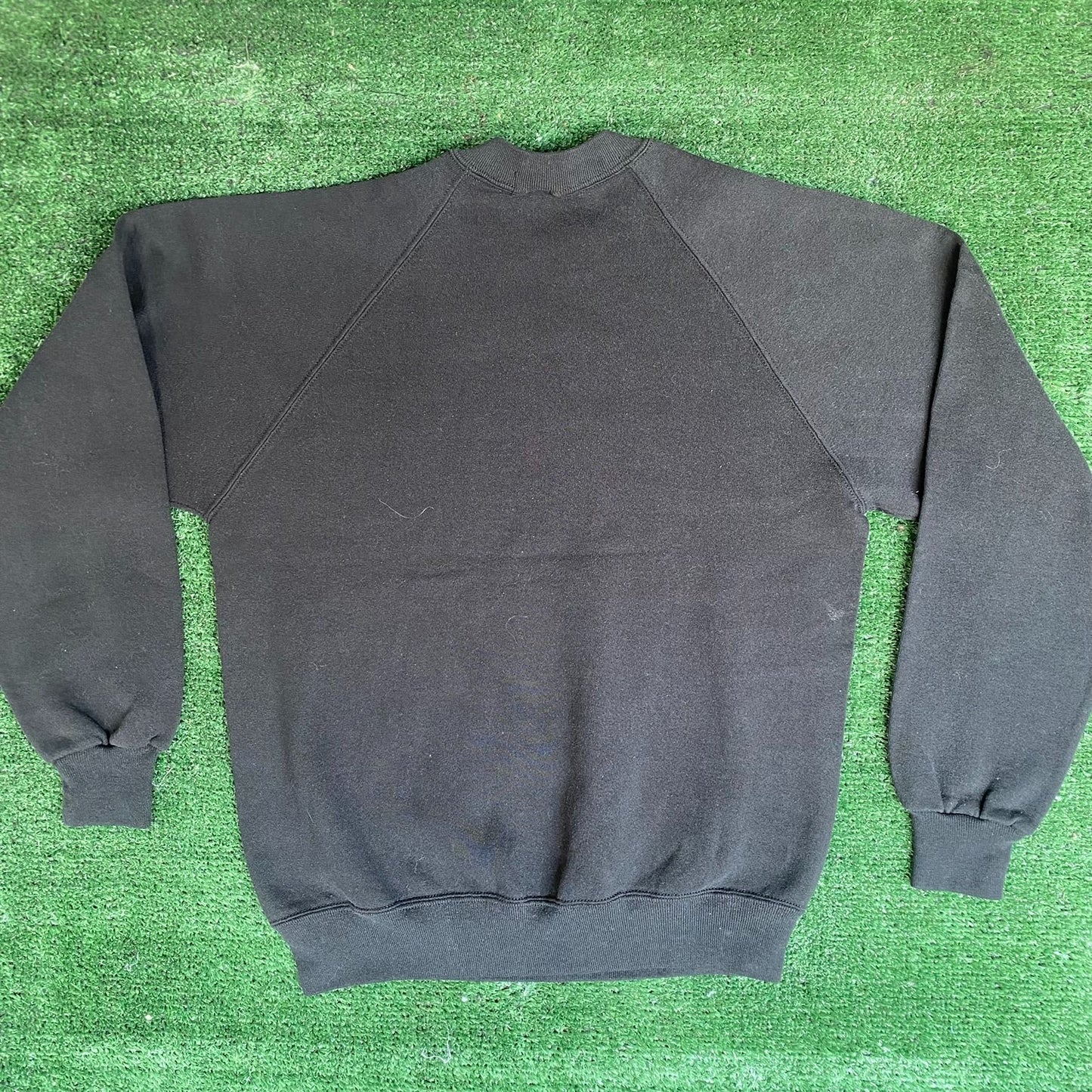 Vintage 90s Black Crewneck Sweatshirt Plain Blank Sun Faded