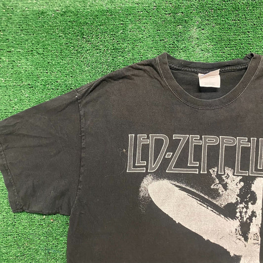 Vintage Y2K Led Zeppelin Tour Blimp Sun Faded Rock Band Tee