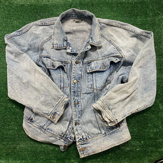 Vintage 90s Stonewashed Denim Trucker Jacket Jean Jacket