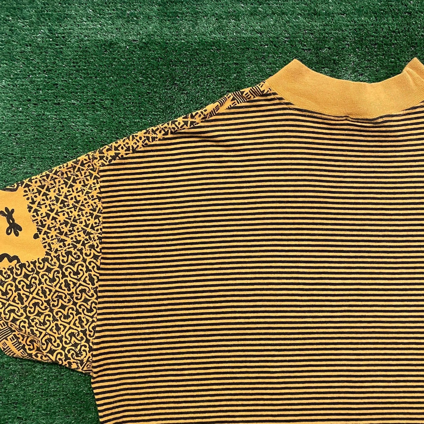 Vintage 80s Striped Geometric Patchwork Single Stitch Tee