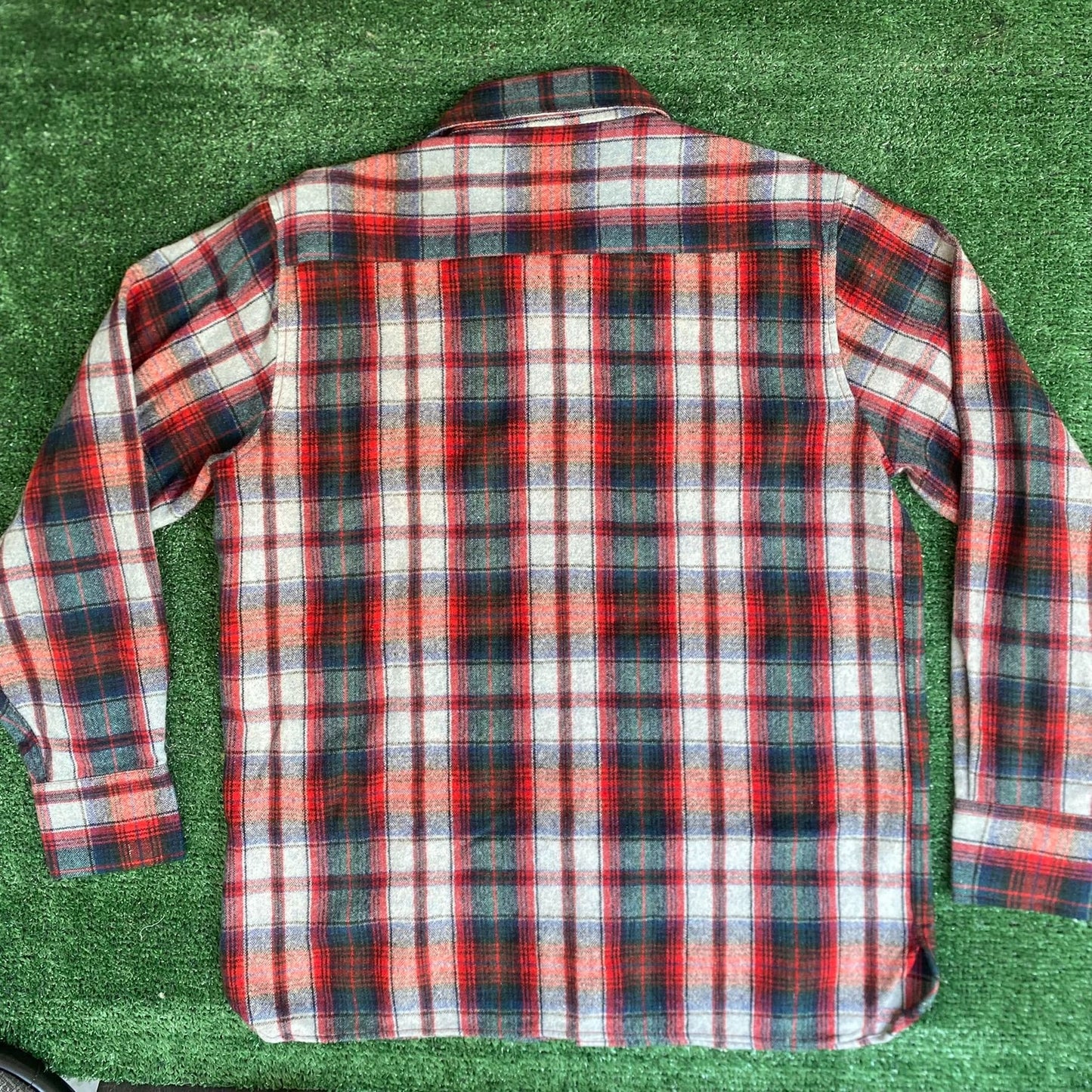 Vintage 80s Plaid Flannel Shirt Grunge Wool Button Up Red