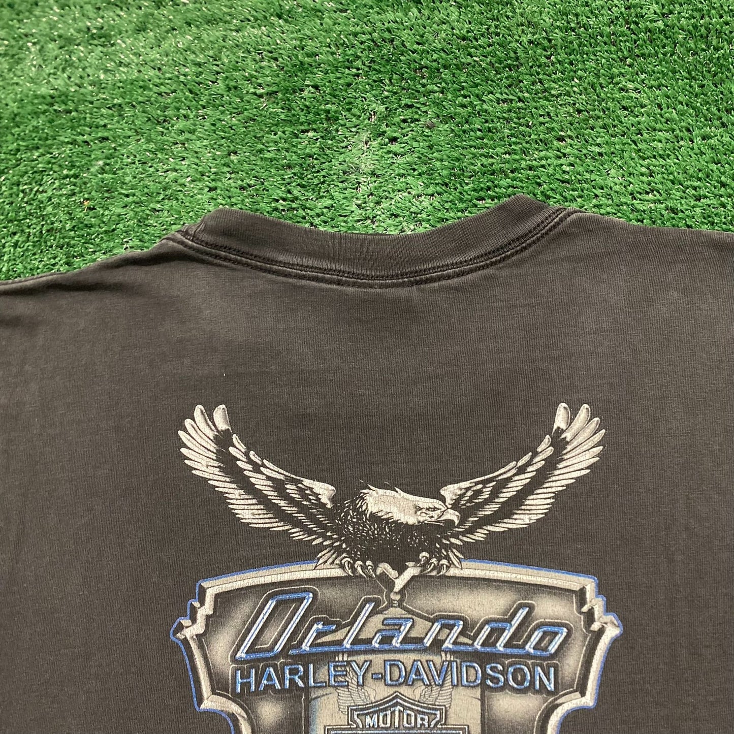 Vintage Y2K Harley Davidson Orlando Sun Faded Biker T-Shirt