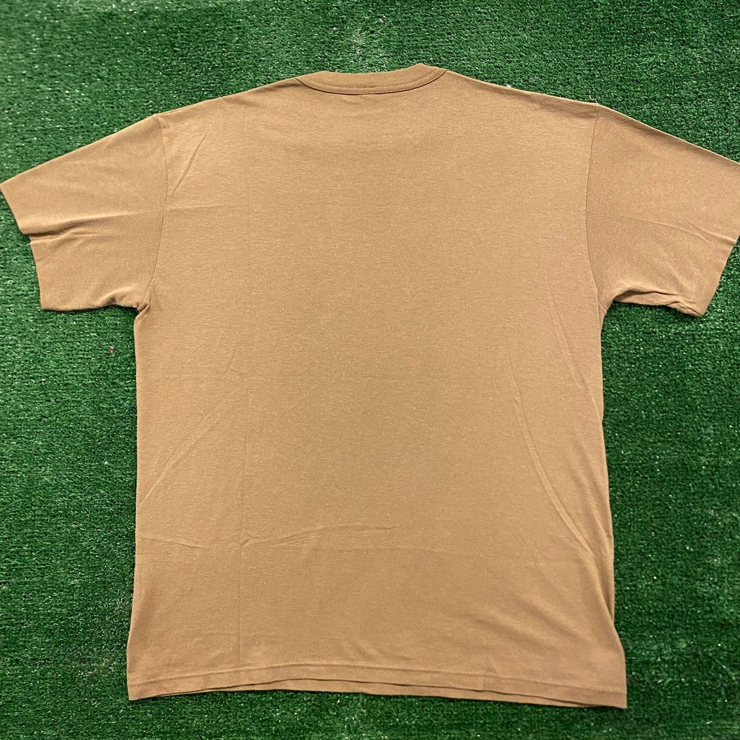 Tan Khaki Vintage 90s Blank Plain Single Stitch T-Shirt