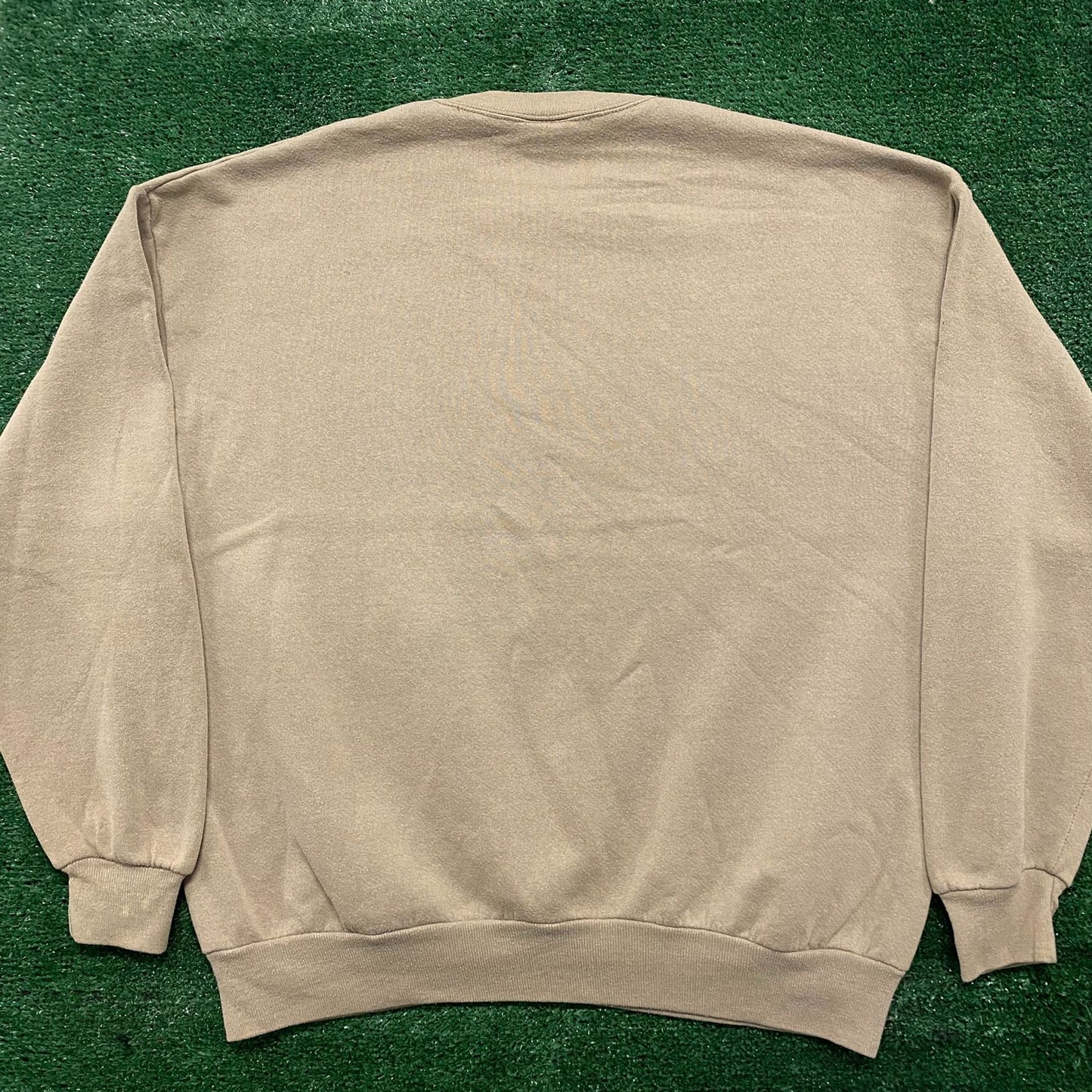 Vintage 90s Beige Off White Plain Tonal Crewneck Sweatshirt