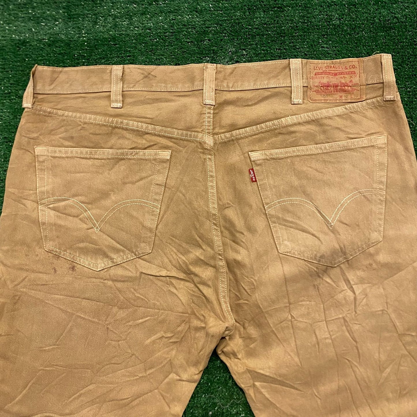 Levi's 501 Straight Fit Vintage Tan Denim Jeans Work Pants