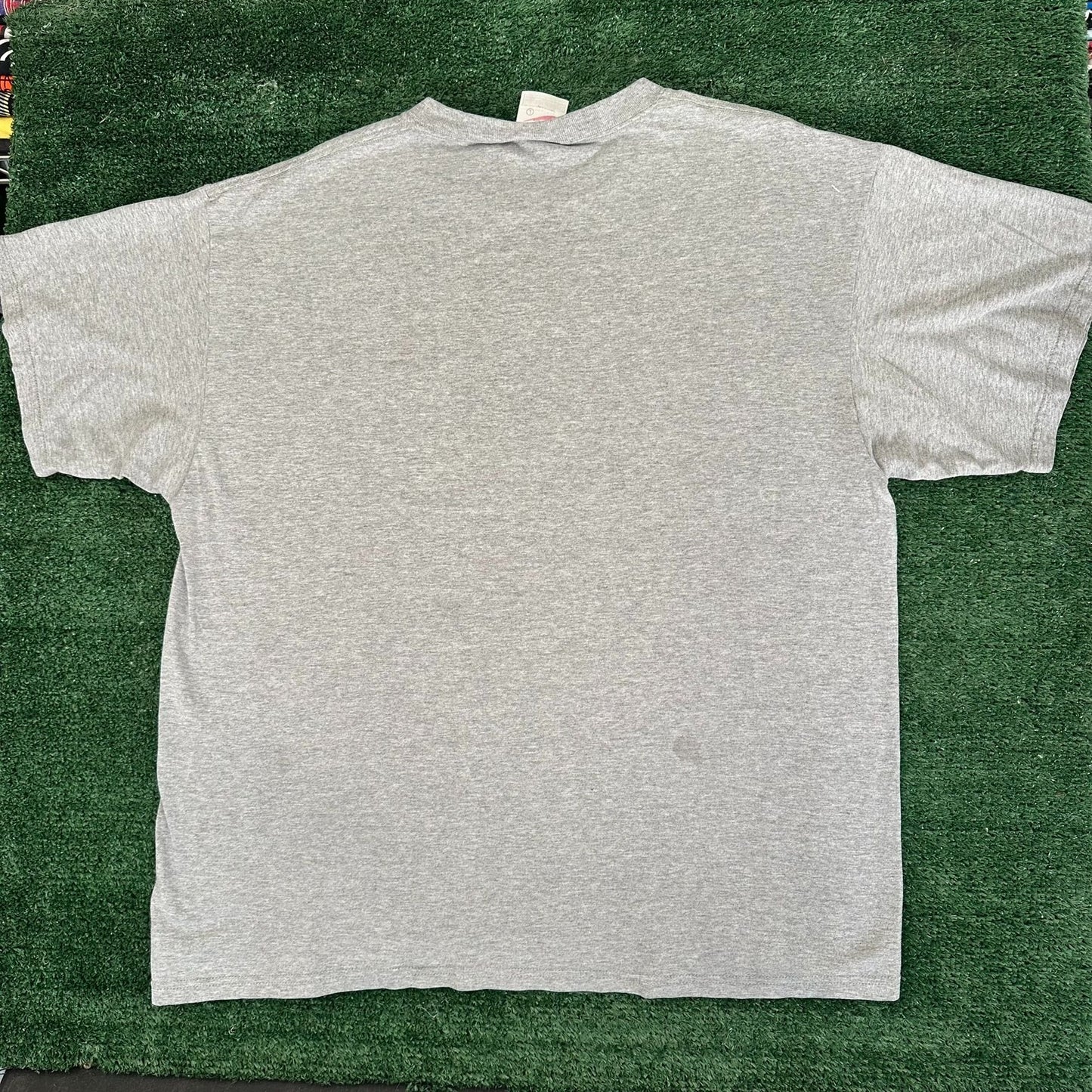 Vintage 90s Nike Mini Swoosh T-Shirt Gray L Embroidered Distressed Streetwear
