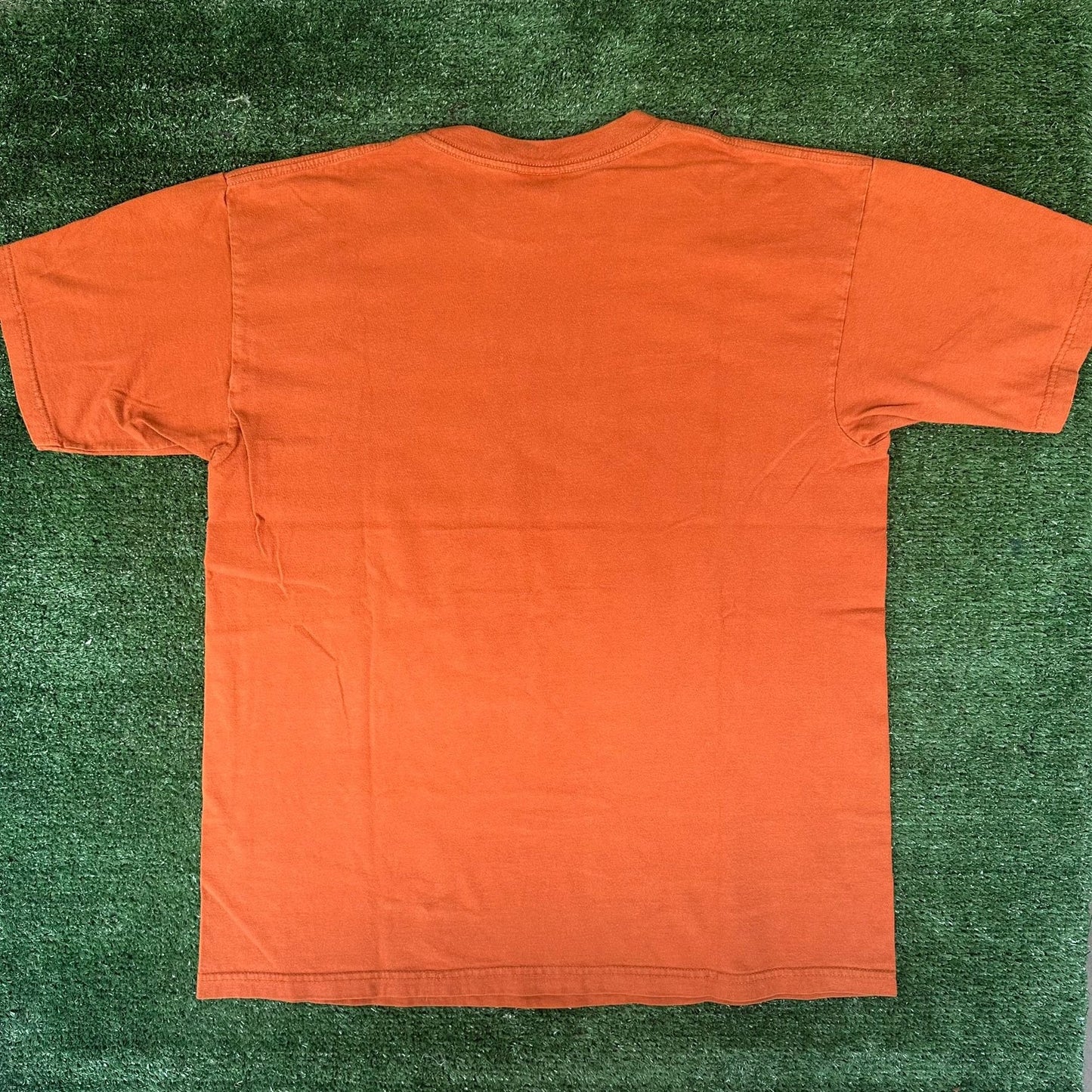 Vintage Y2K Rude Idiot Humor T-Shirt Offensive Skater Punk Funny Rust Orange L
