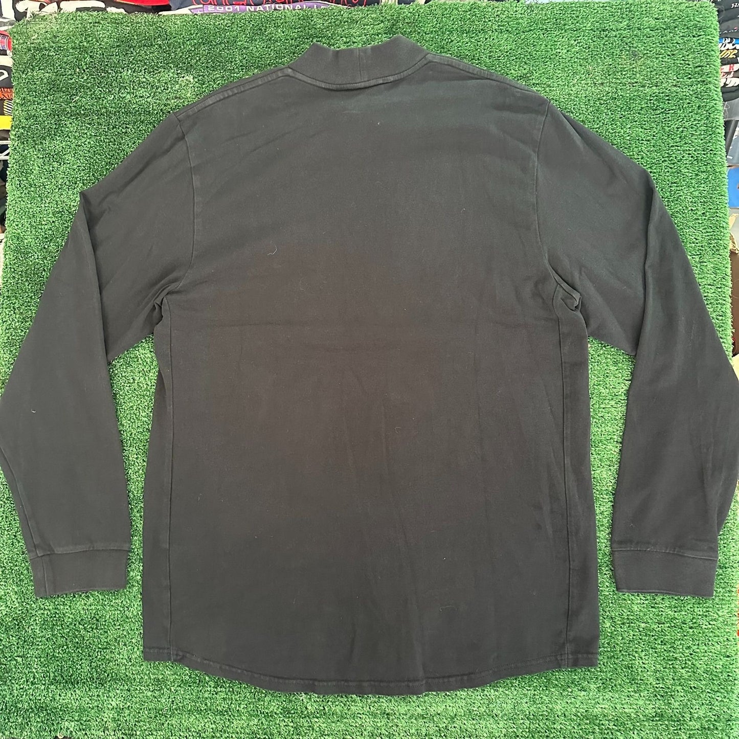Vintage Y2K Nike Swoosh Mock Neck T-Shirt Long Sleeve Black L Minimal Streetwear