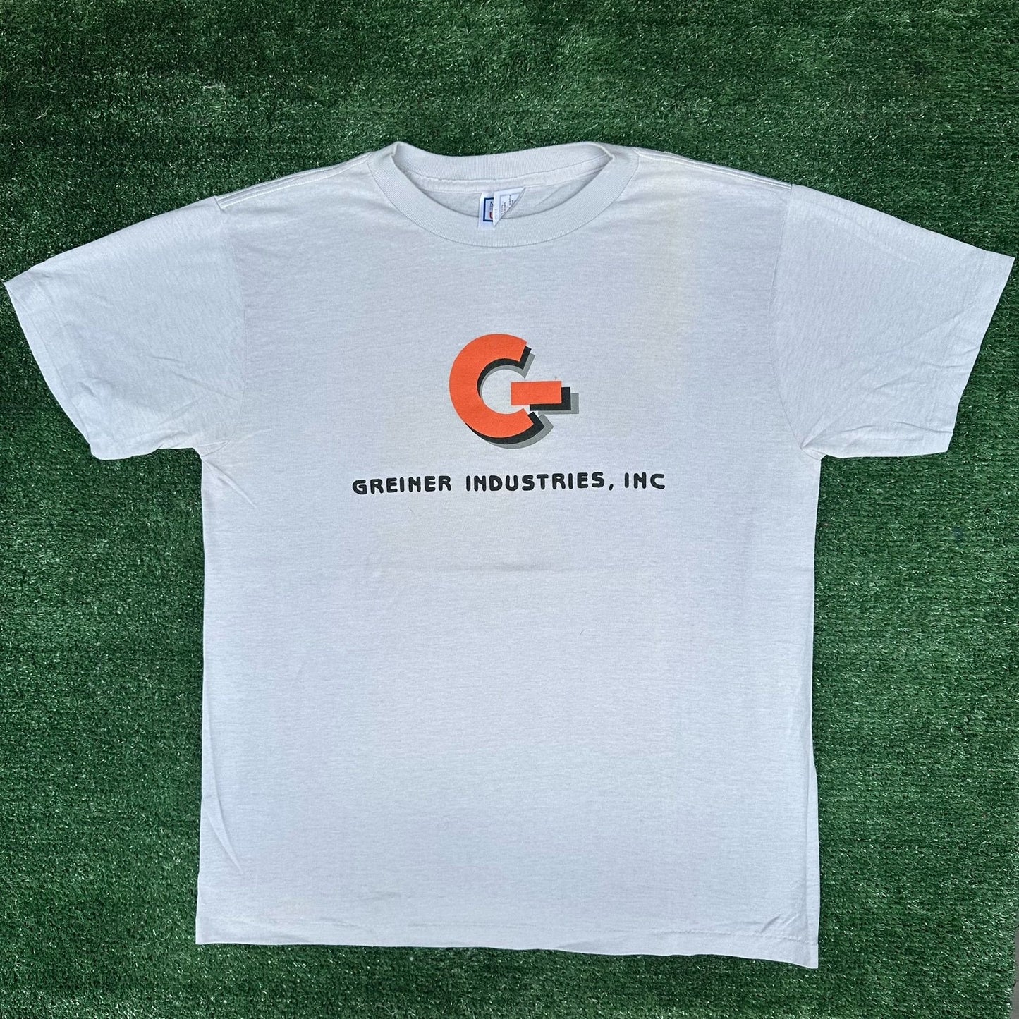 Vintage 80s Greiner Industries Steel Mill T-Shirt Workwear Grunge Single Stitch