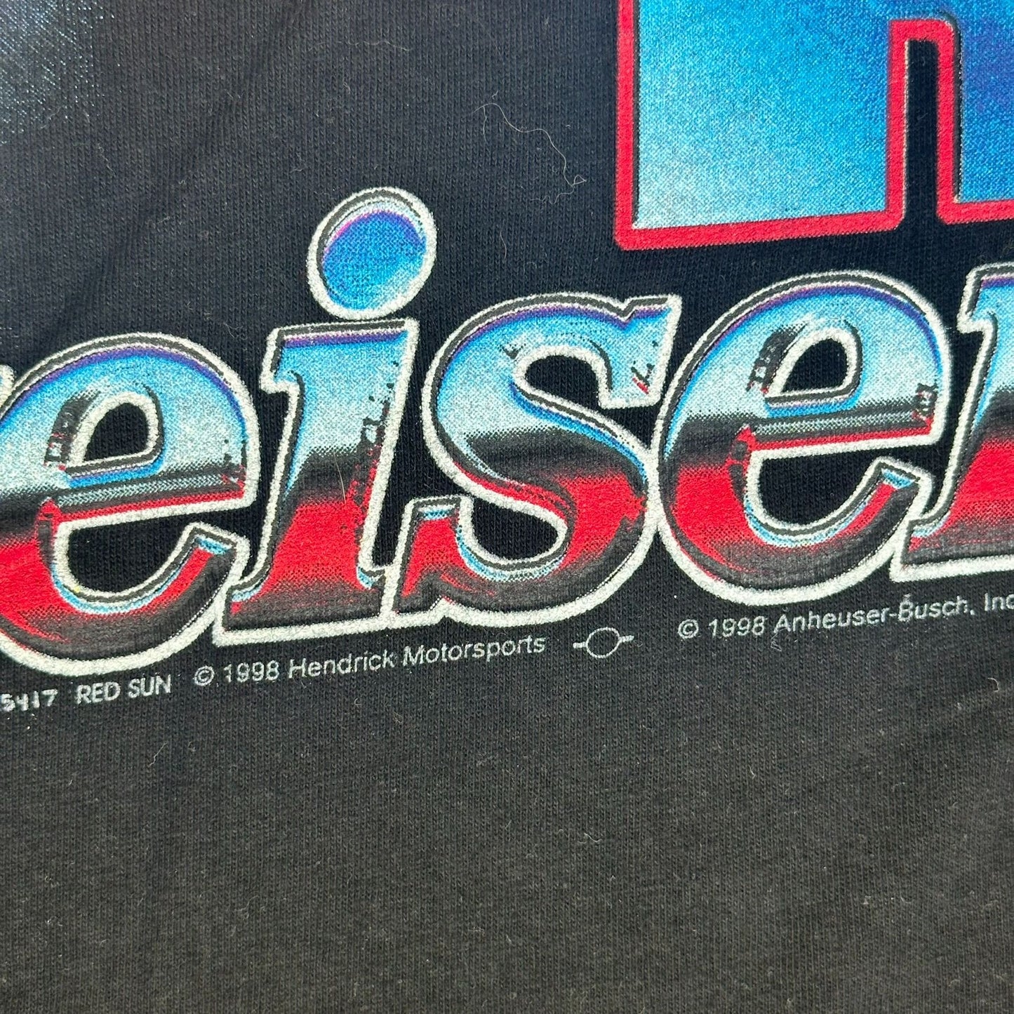 Vintage 90s NASCAR Budweiser Racing T-Shirt 1998 Grunge Streetwear Black L