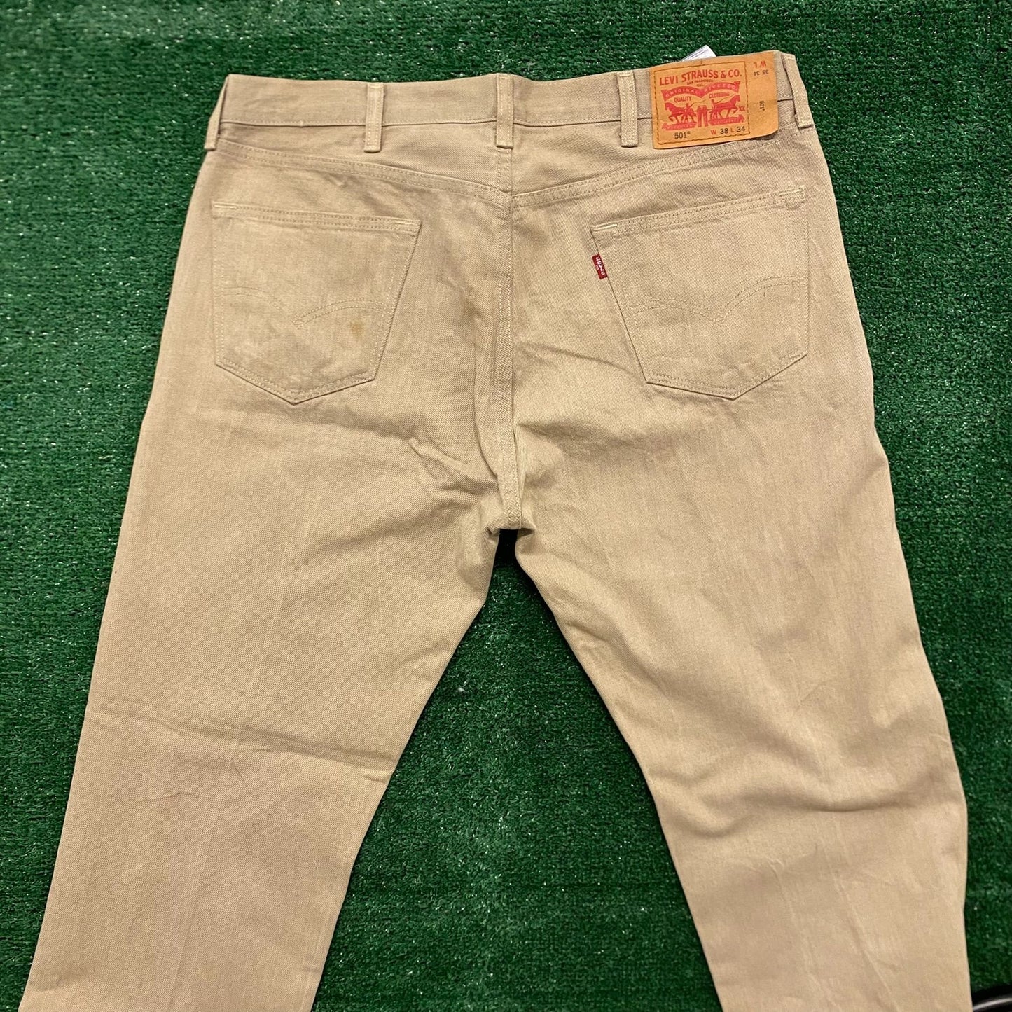 Levi's 501 Cream Beige Straight Vintage Denim Jeans Pants