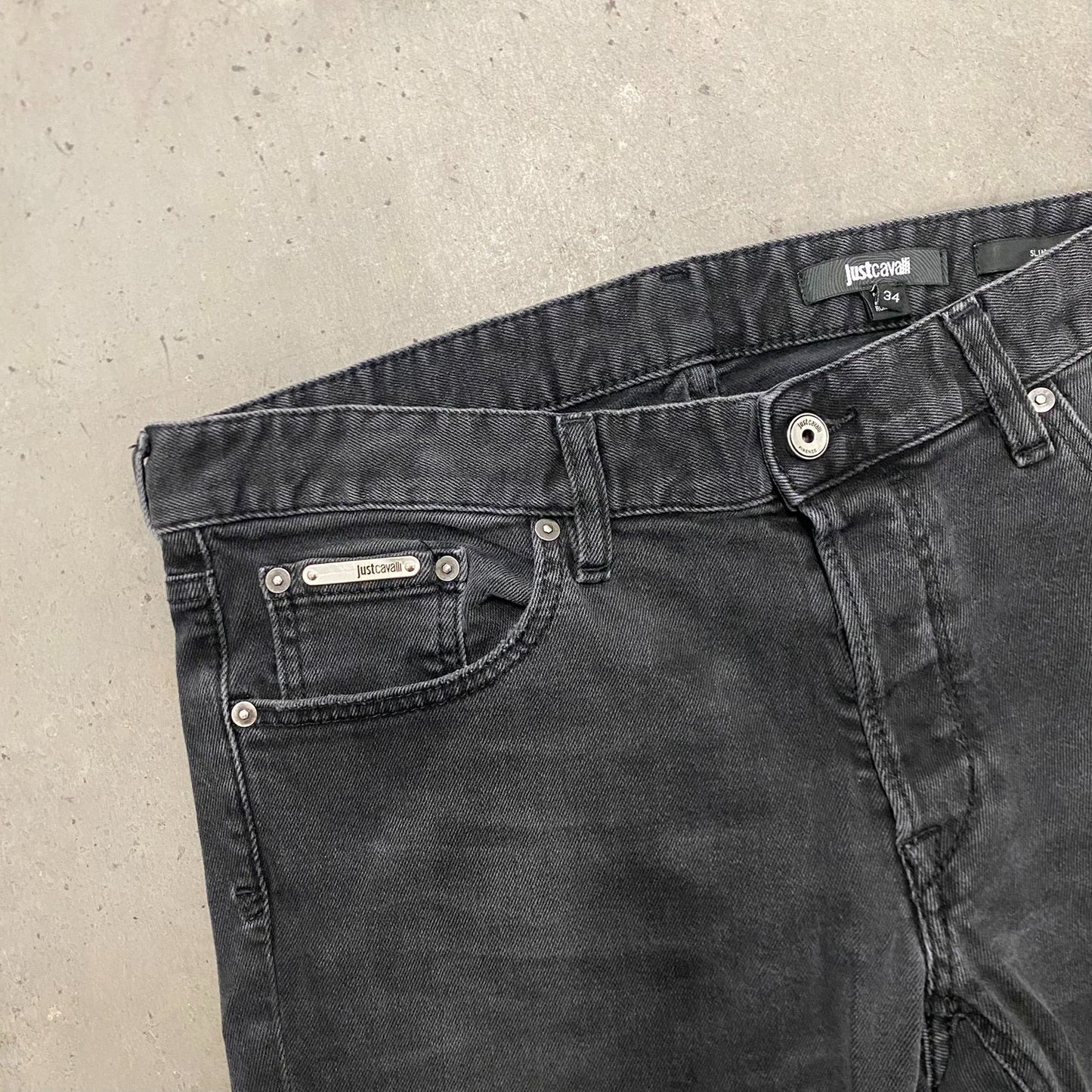 Just Cavalli Essential Faded Black Slim Fit Denim Jeans