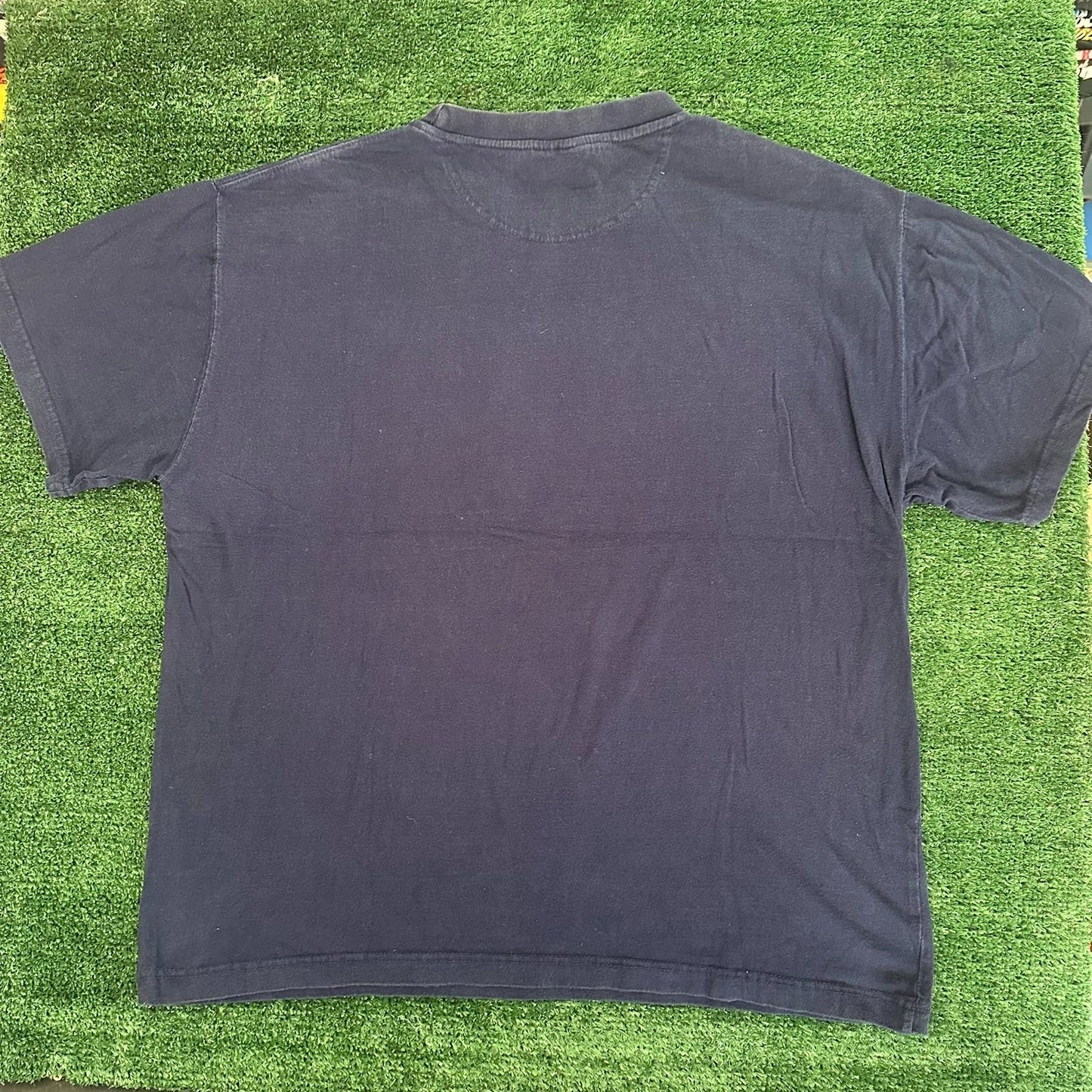 Vintage Y2K NCAA Notre Dame Fighting Irish T-Shirt Navy XL Spell Out Collegiate