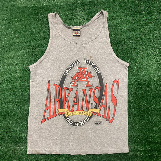 Vintage 80s Arkansas Razorbacks Hogs College Sports Tank Top