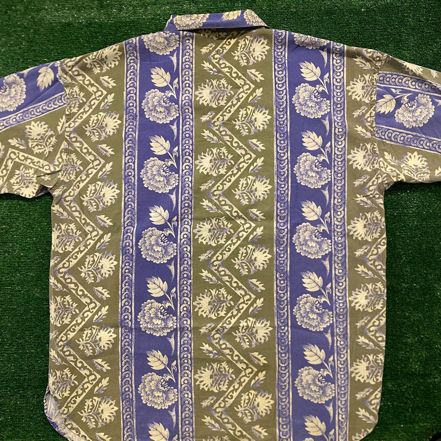 Striped Floral Vintage Flowers Print Aloha Hawaiian Shirt