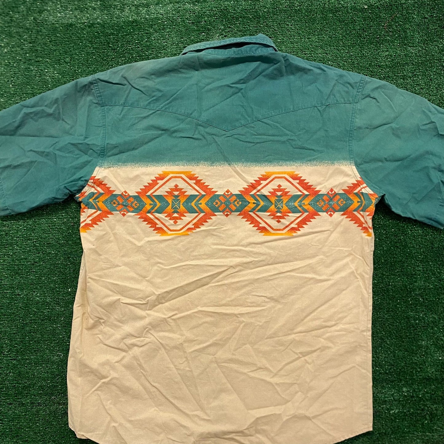 Vintage 90s Aztec Tribal Tonal Pearl Snap Western Shirt