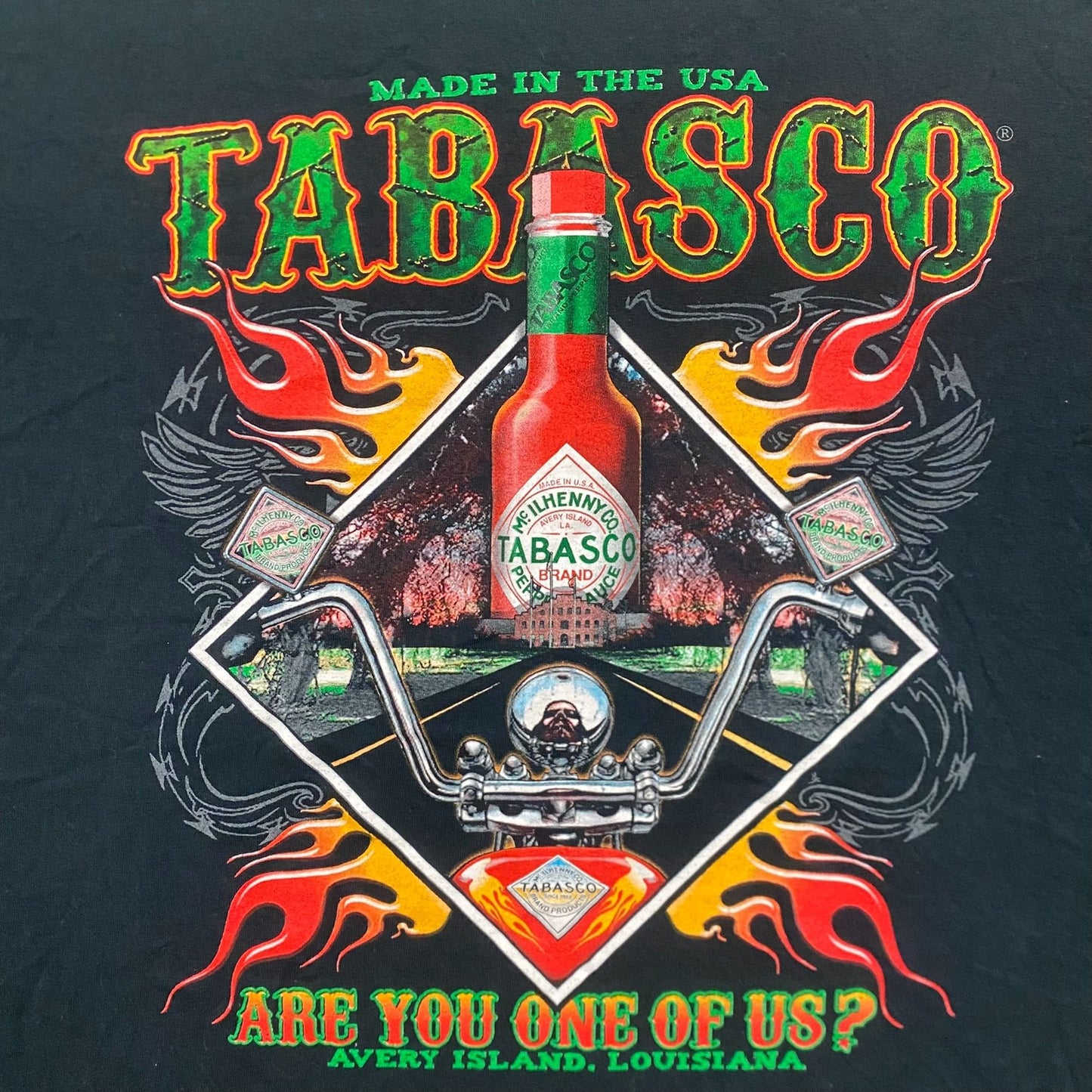 Vintage Y2K Tabasco Quote Choppers Motorcycle Baggy Punk Tee