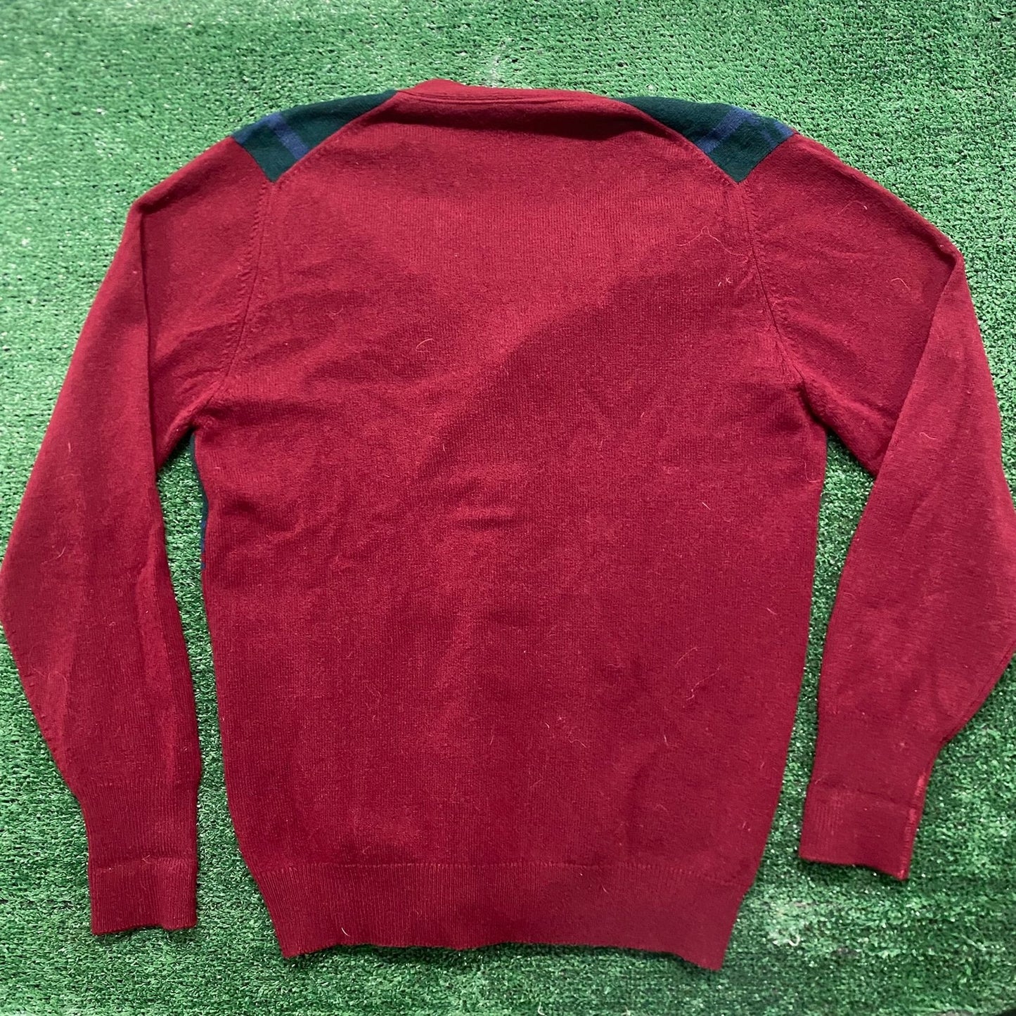 Vintage 80s Plaid Wool Cardigan Essential Lambswool Sweater