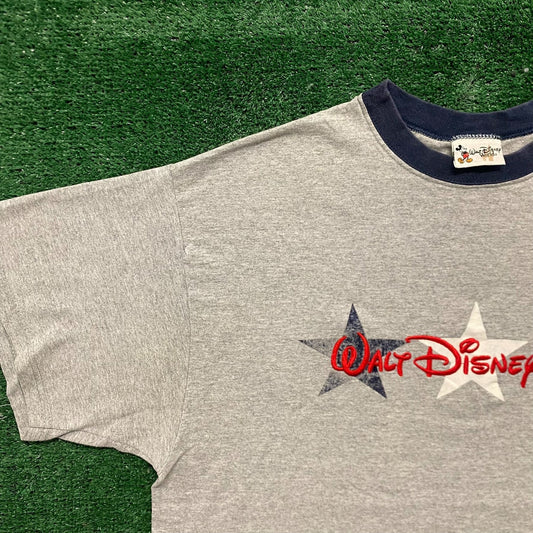 Vintage 90s Disney World Shirt Embroidered Logo Ringer Tee