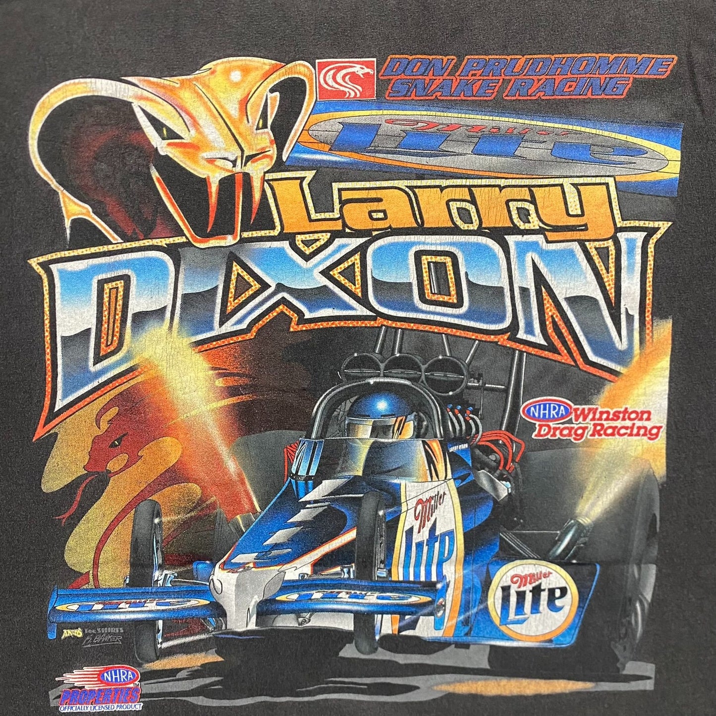 Vintage 90s NHRA Miller Drag Racing Sun Faded Baggy T-Shirt