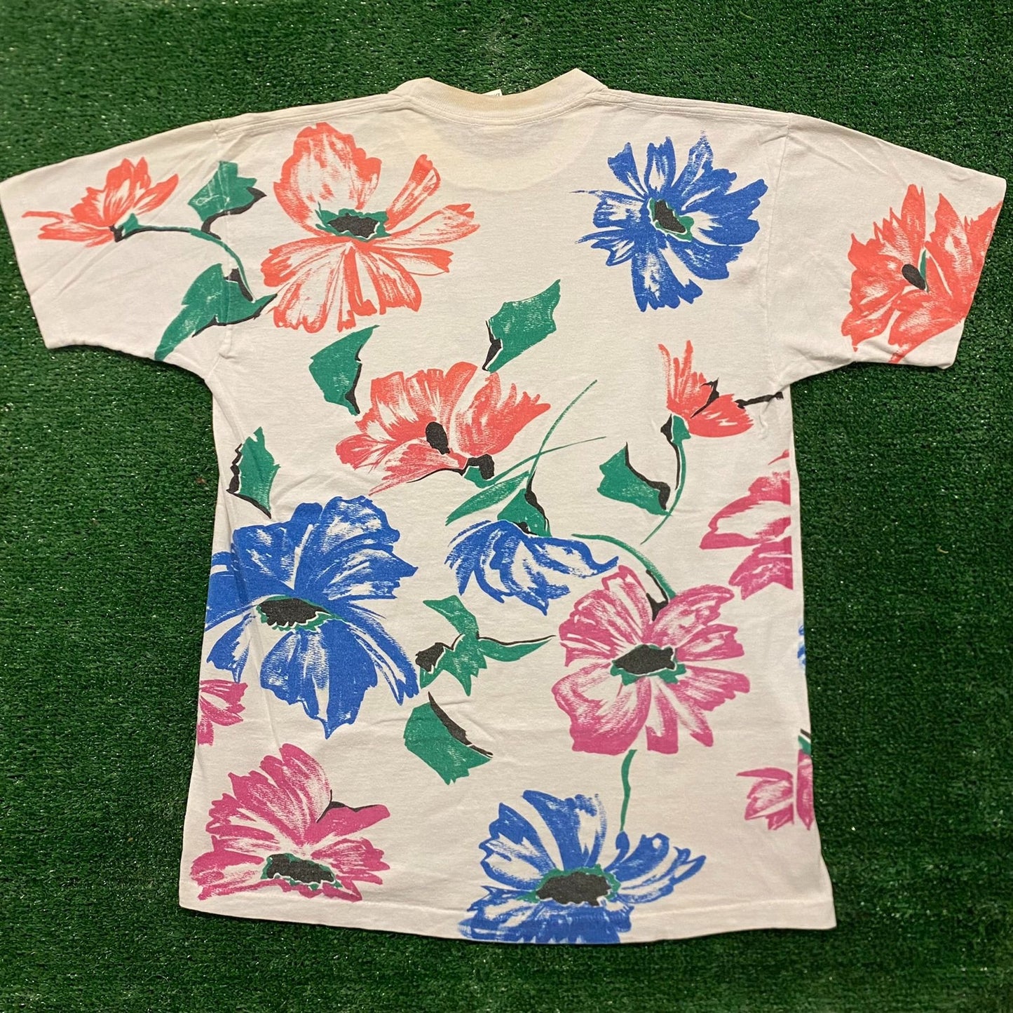 Danskin Painted Flowers Vintage 90s Floral T-Shirt
