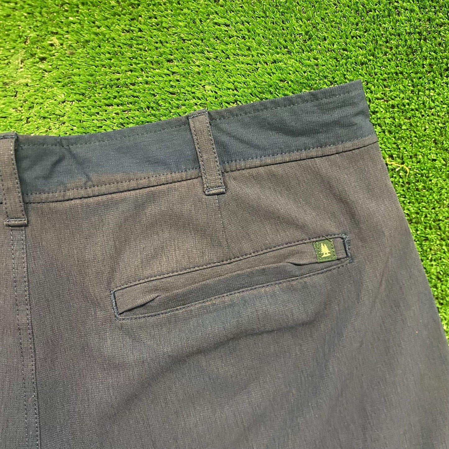 Navy Blue Nylon Flat Front Preppy Golf Chino Shorts