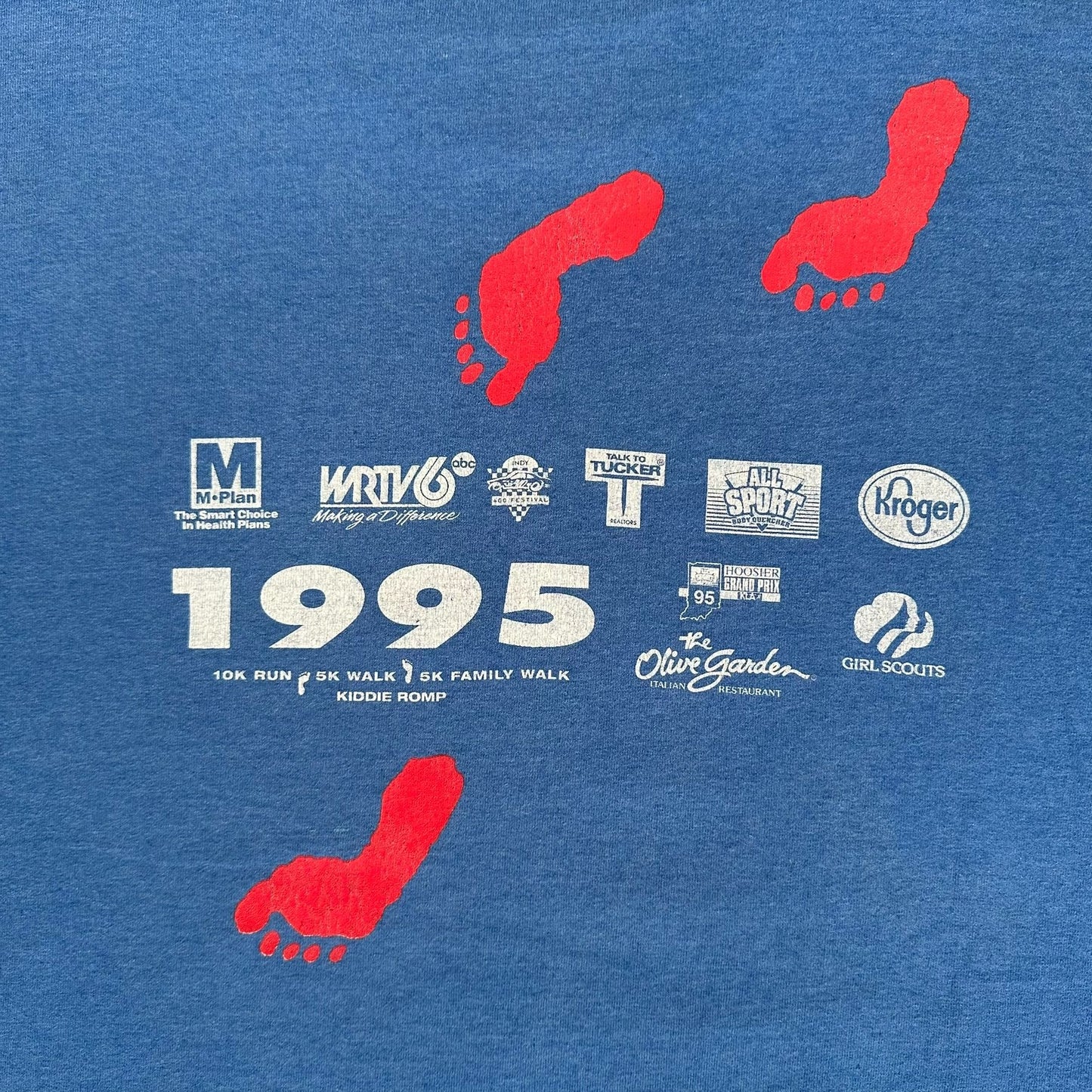 Vintage 90s Indy 400 10K 5K Run T-Shirt Long Sleeve Blue XL Single Stitch 1995