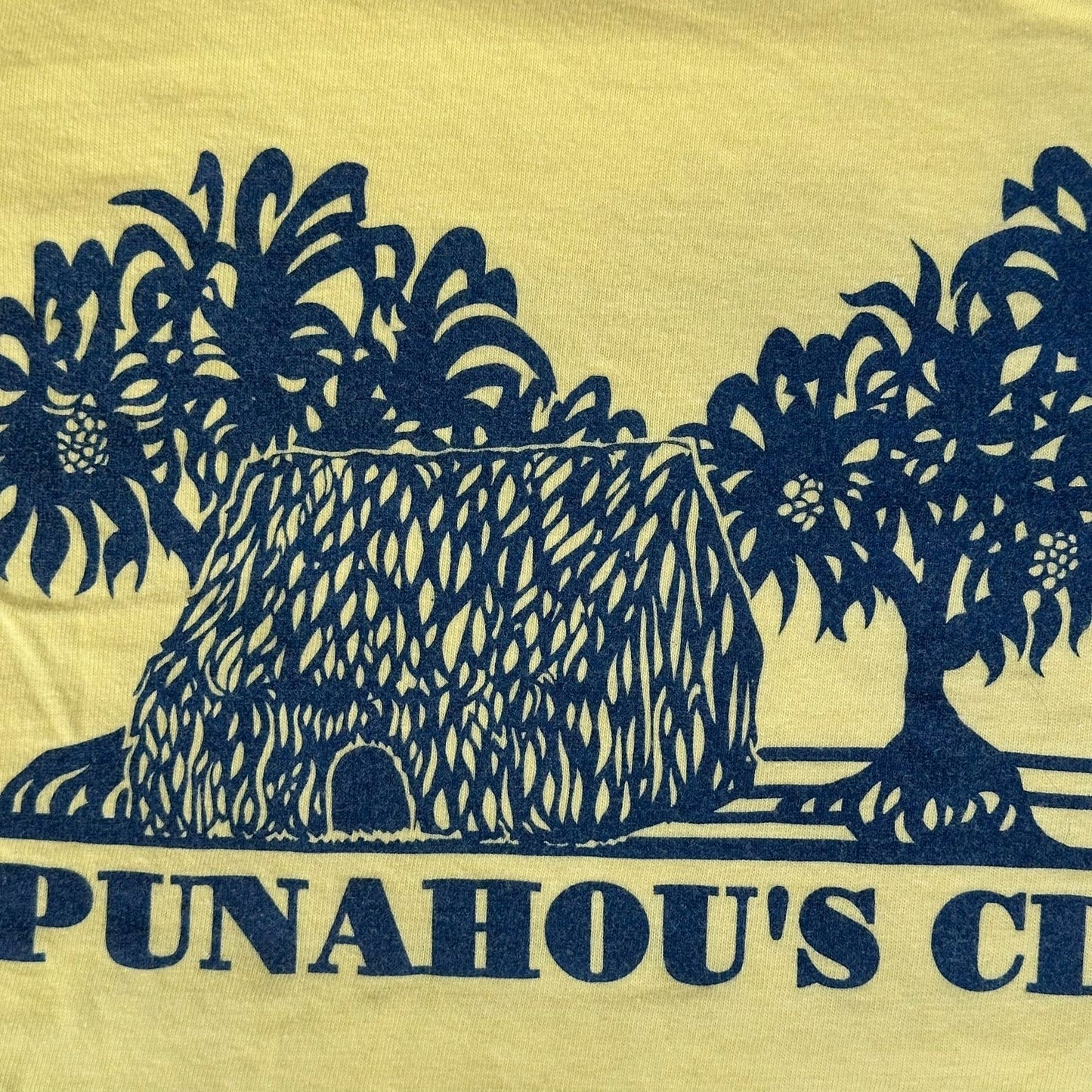 Vintage 90s Honolulu Punahou School Reunion T-Shirt Yellow L Tropical Hawaii
