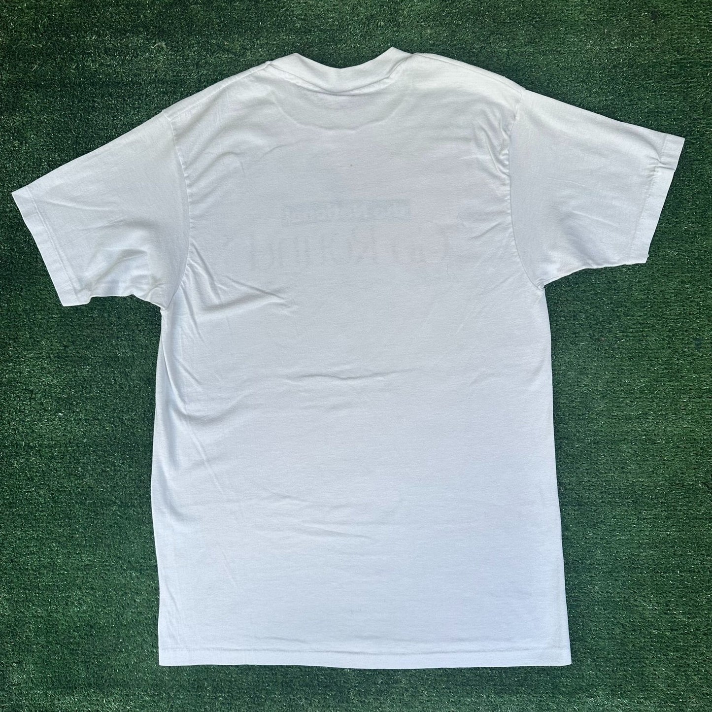 Vintage 90s The National T-Shirt Single Stitch Hanes 50/50 L White Minimal Promo