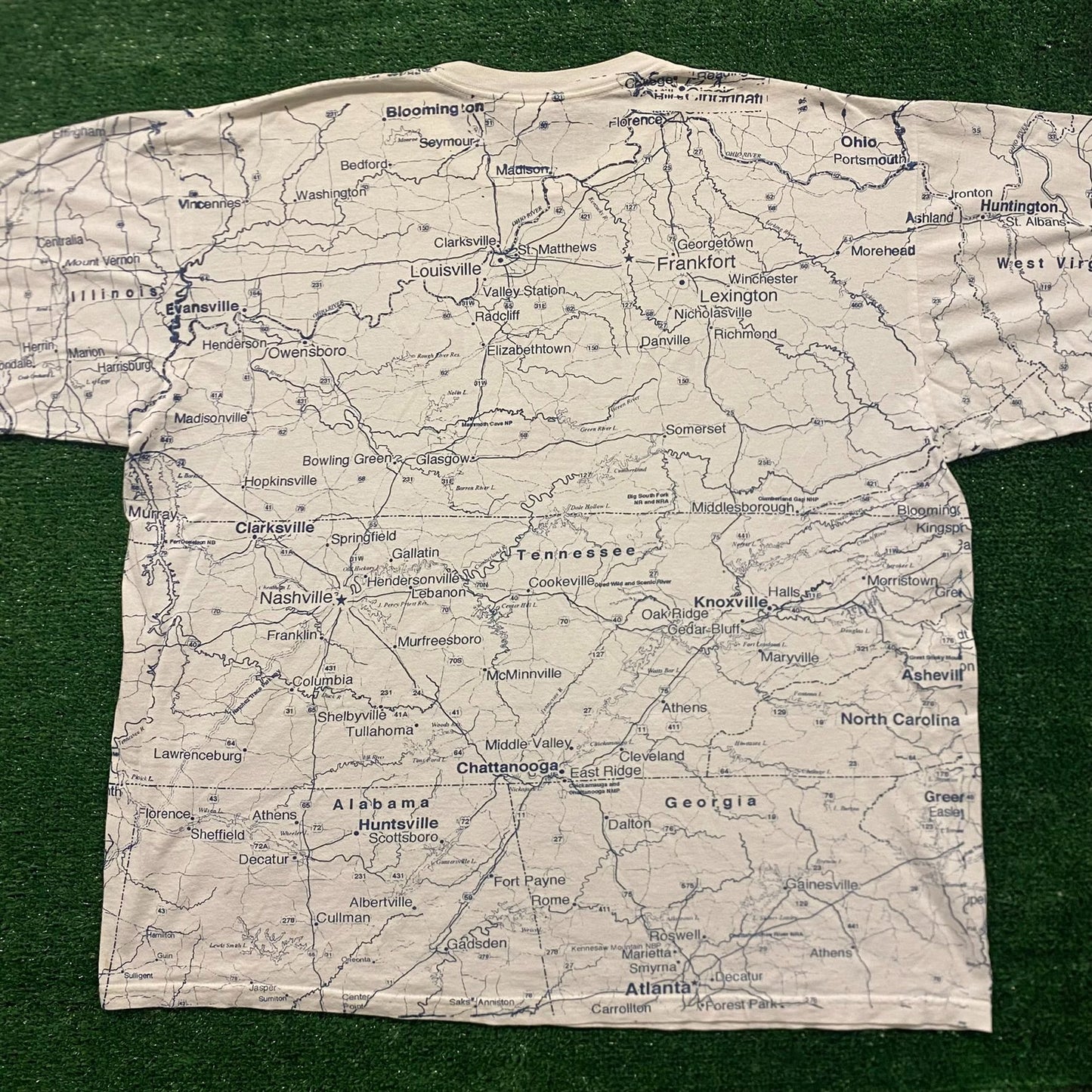 Kentucky Road Map Vintage 90s Grunge T-Shirt