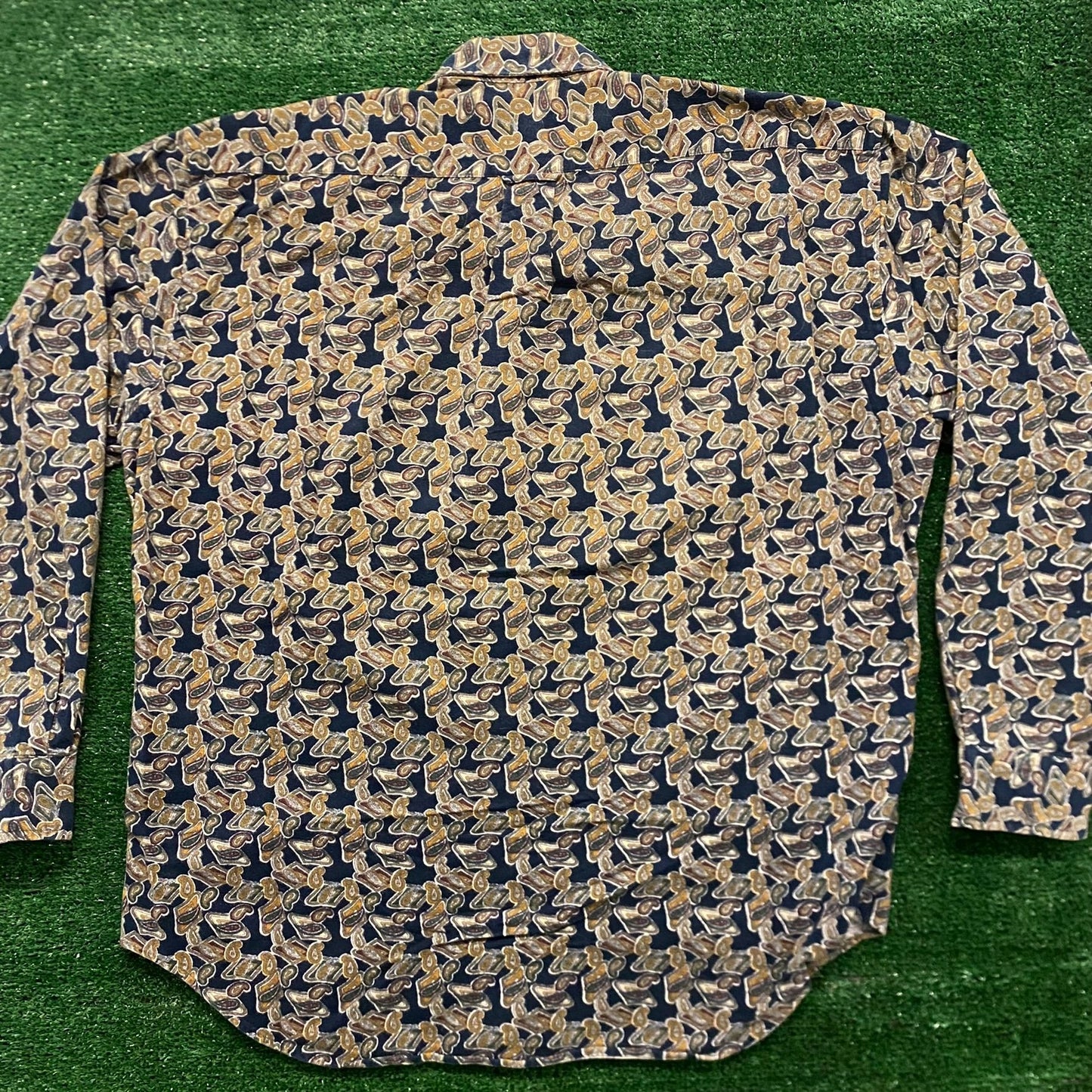 Multi Paisley Geometric Vintage Button Up Shirt