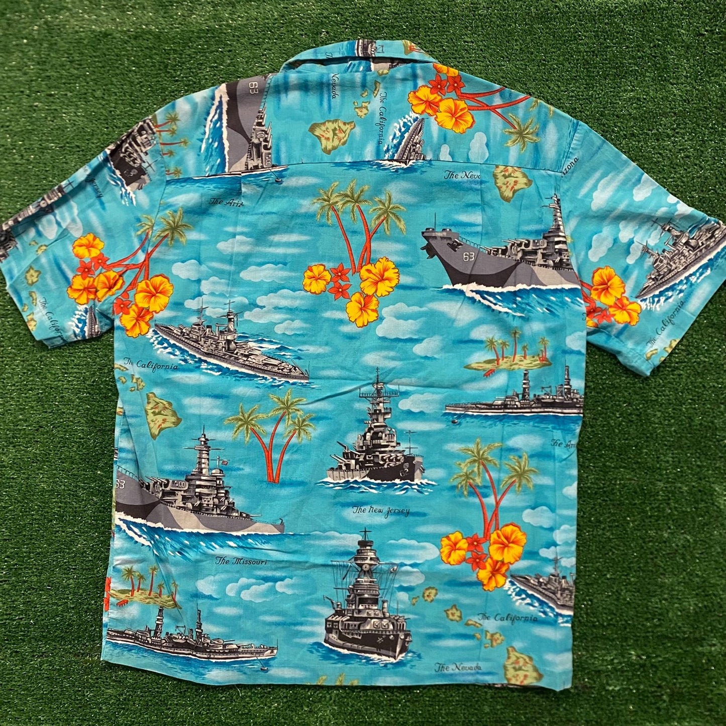 US Navy Battleships Vintage Military Hawaiian Shirt