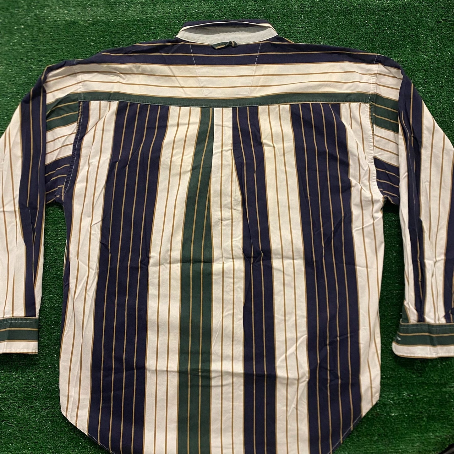 Bold Vertical Striped Vintage Button Up Shirt