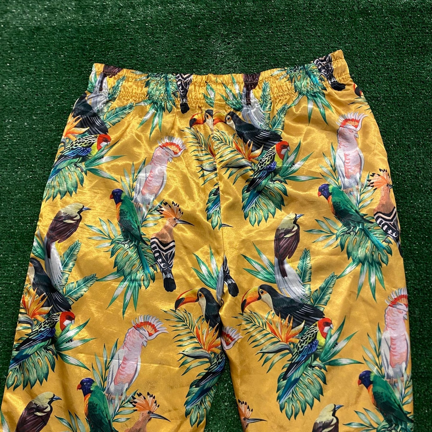 Tropical Birds Vintage Nature Printed Satin Sweatpants