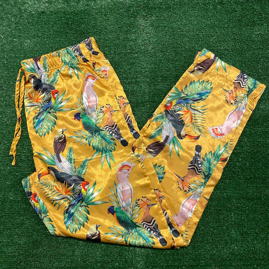 Tropical Birds Vintage Nature Printed Satin Sweatpants