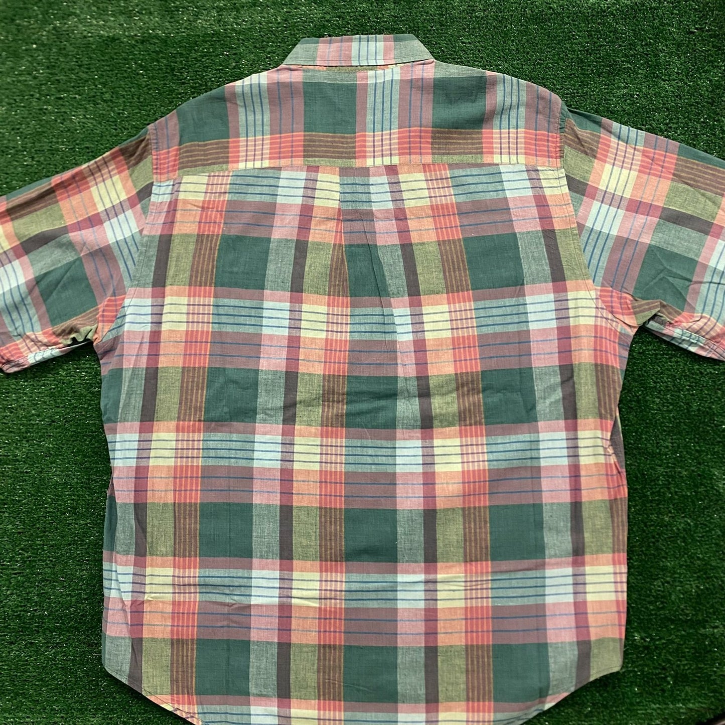 Madras Plaid Vintage 90s Preppy Button Up Shirt