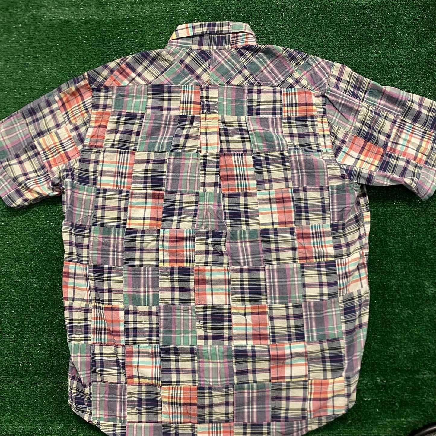 Patchwork Plaid Vintage 90s Preppy Button Up Shirt