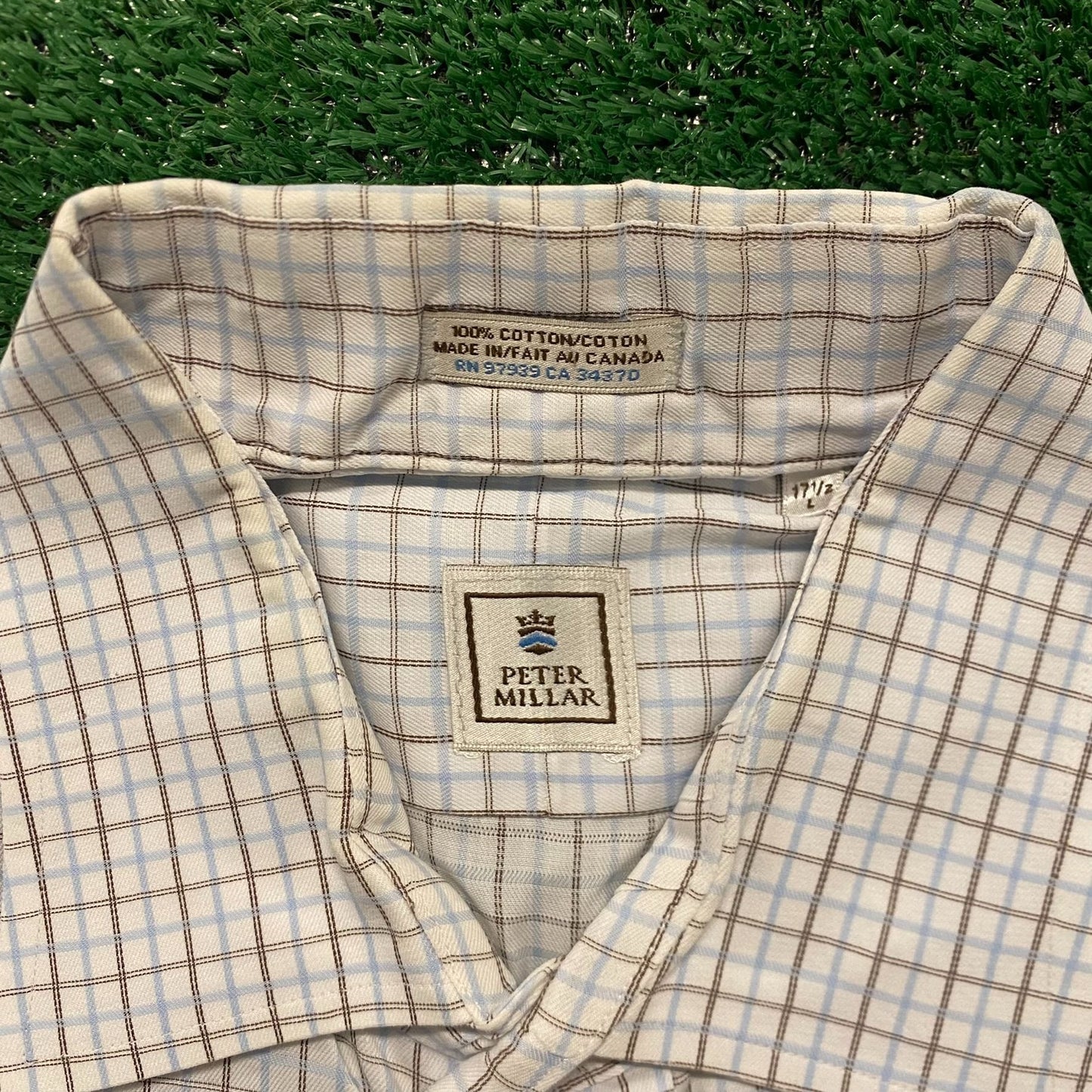 Peter Millar Tattersall Plaid Button Up Dress Shirt
