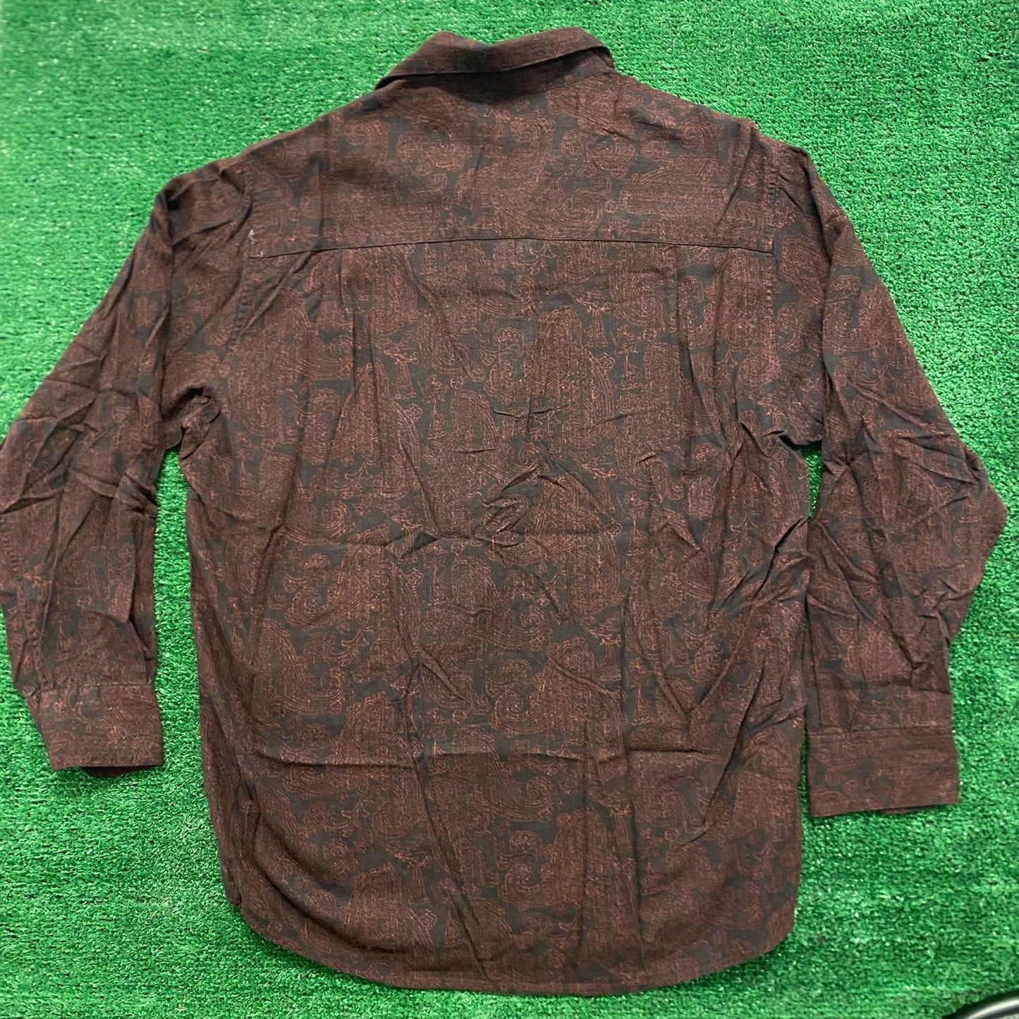 Dark Paisley Floral Vintage Button Up Dress Shirt