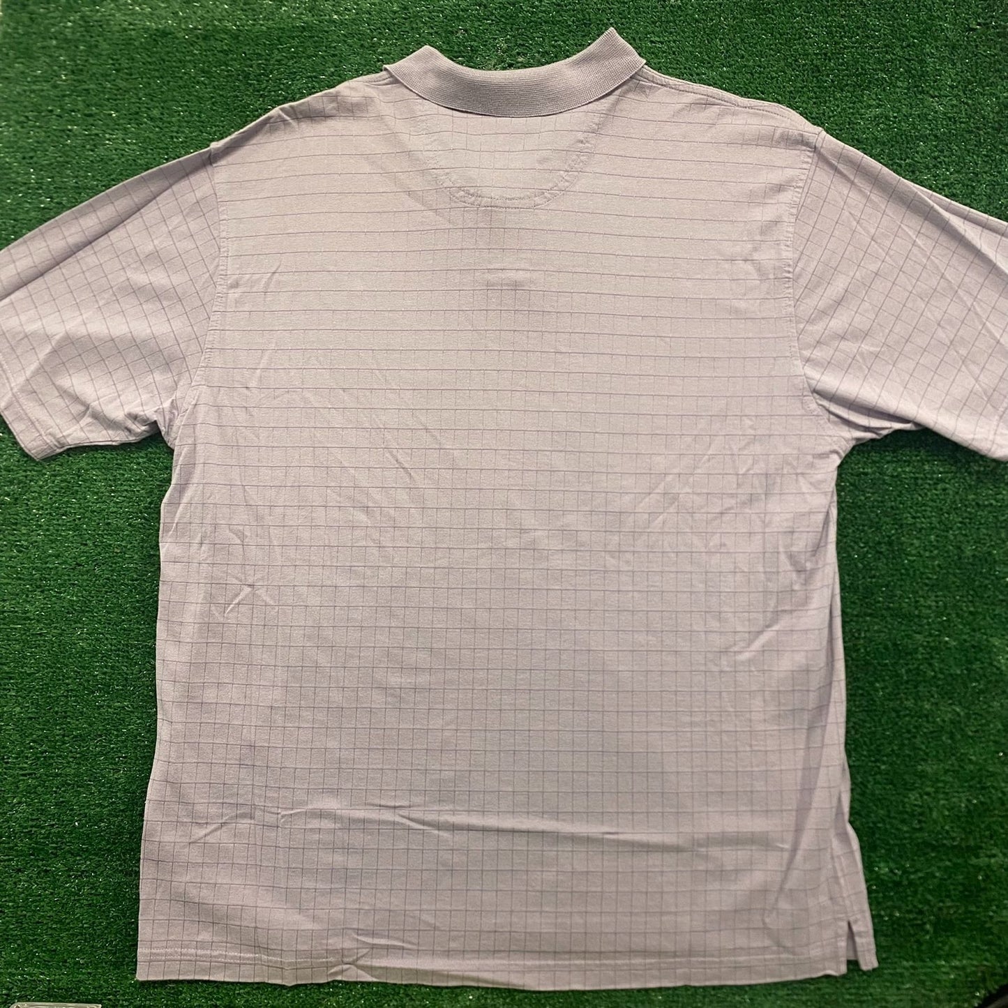 Pastel Lavender Purple Grid Plaid Vintage Polo Shirt
