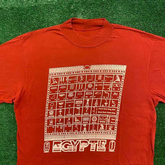 Egyptian Hieroglyphics Alphabet Vintage 80s T-Shirt