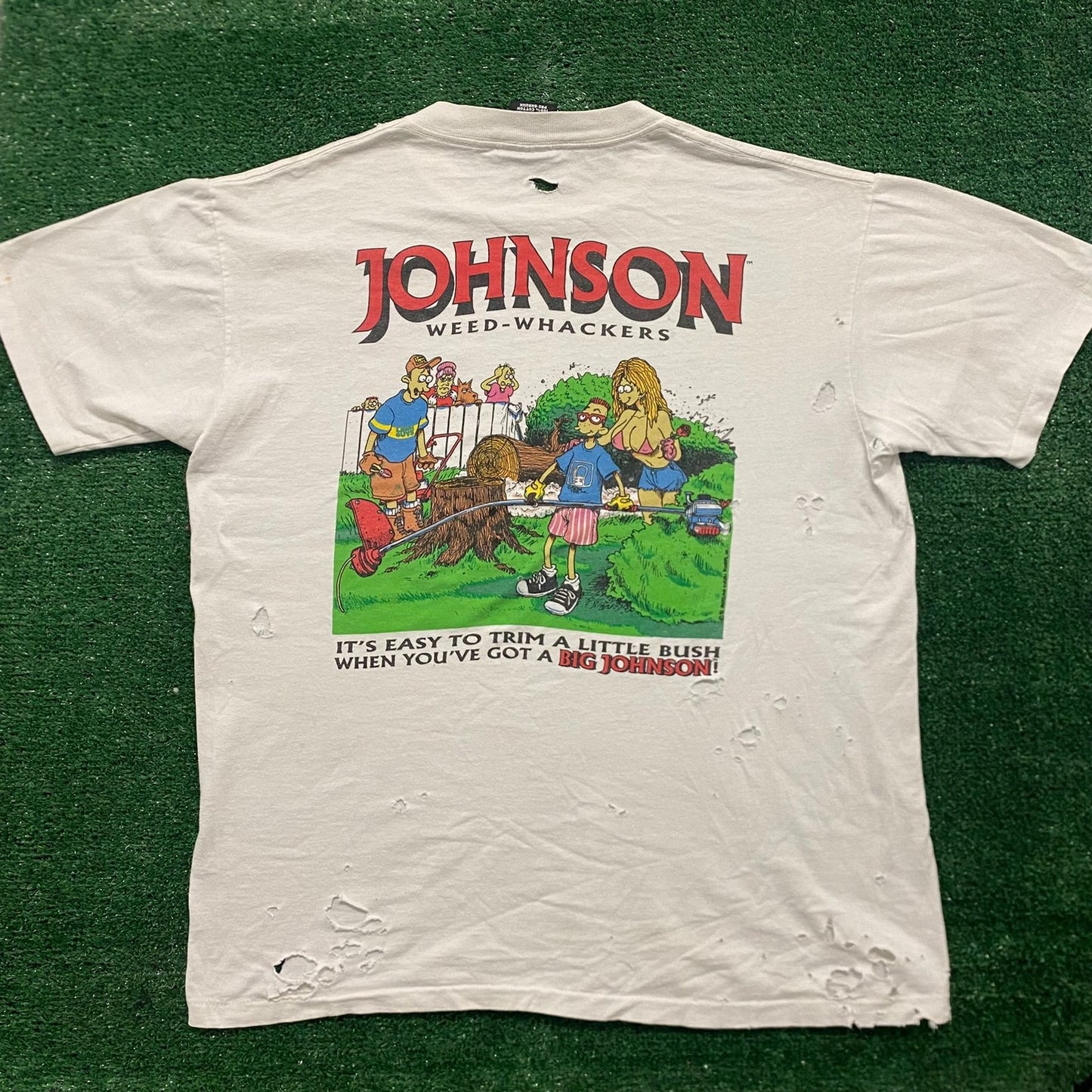 Vintage 90s Big Johnson Weed Whacker Single Stitch Funny Tee