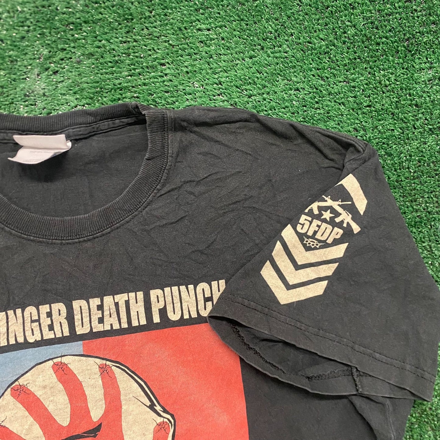Vintage Y2K Five Finger Death Punch War Skull Metal Band Tee