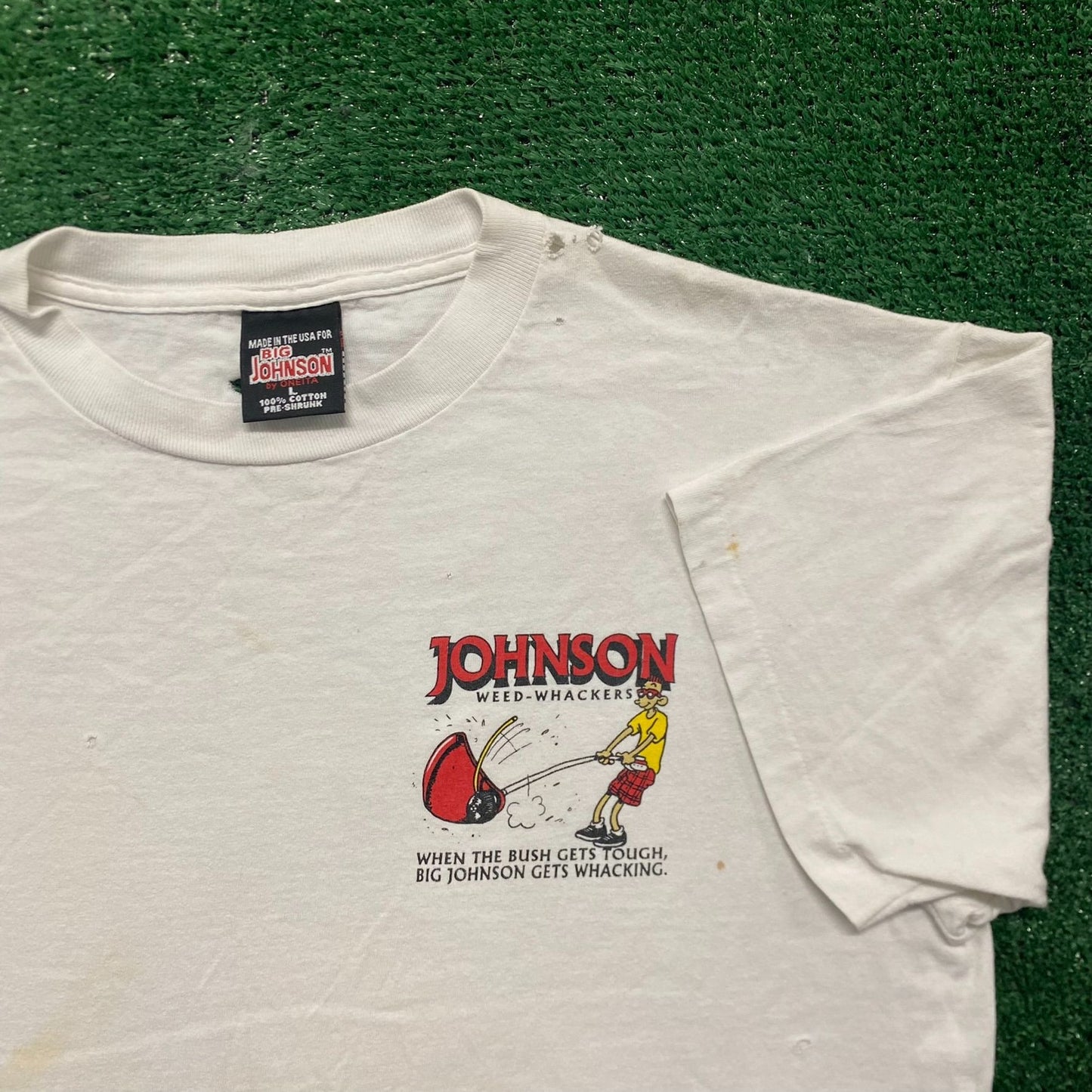 Vintage 90s Big Johnson Weed Whacker Single Stitch Funny Tee