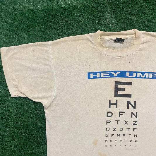 Vintage 80s Baseball Eye Test Single Stitch Sports Humor Tee