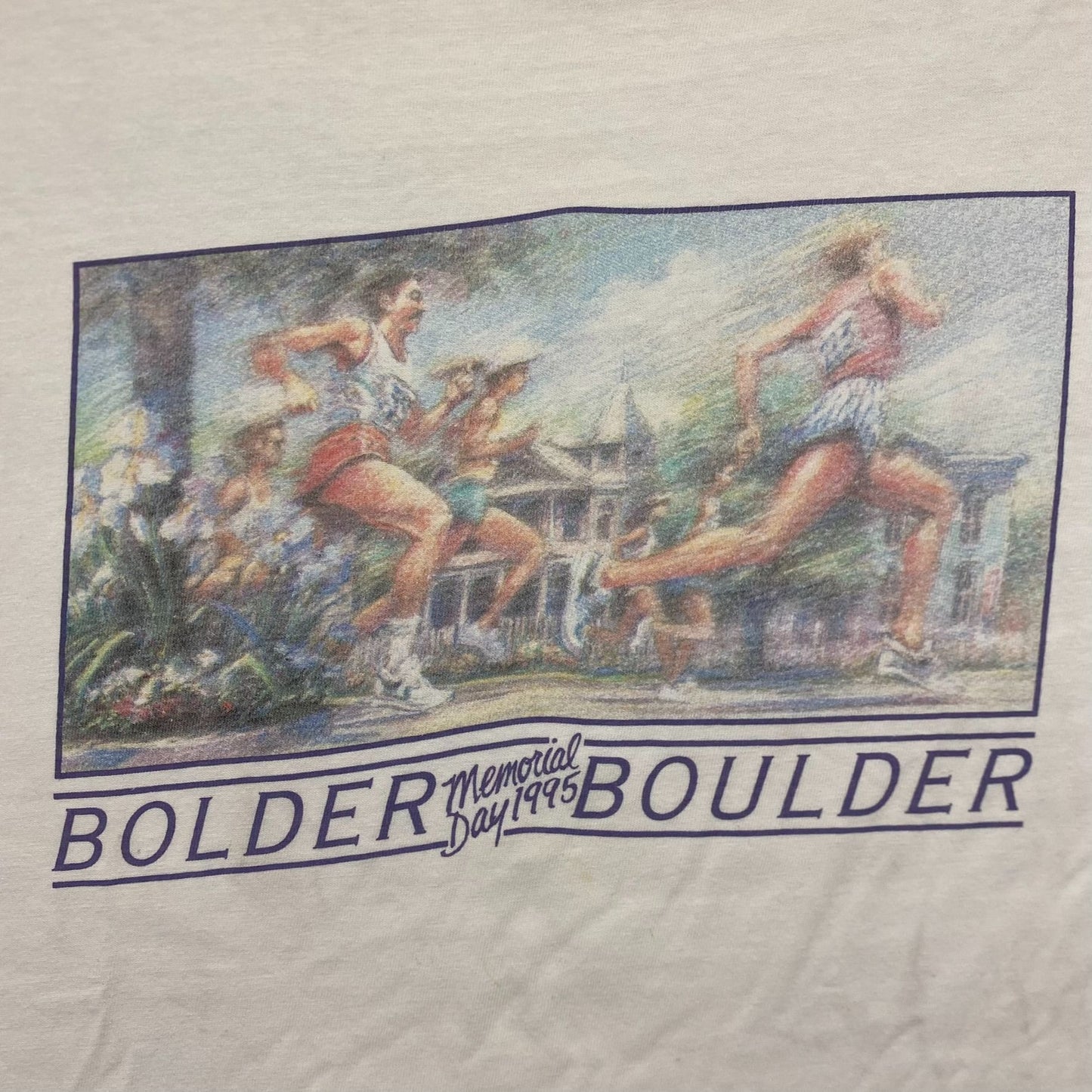 Vintage 90s Colorado Running Oil Painting Single Stitch Tee