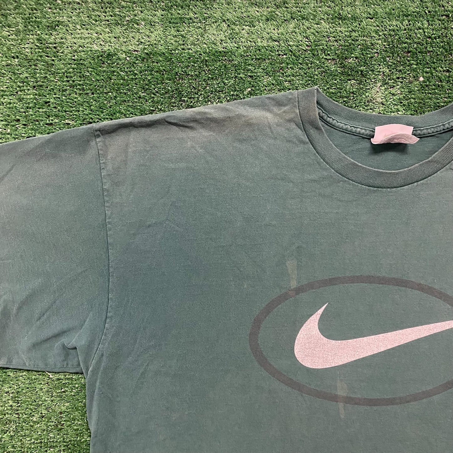 Vintage 90s Nike Center Swoosh Shirt Green Baggy Logo Tee